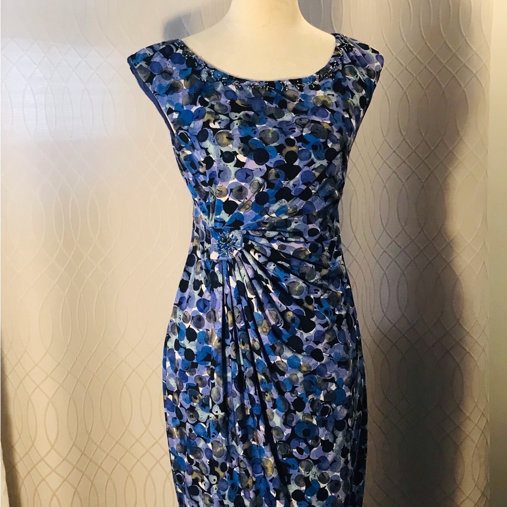 Multicolored Blue Olive Purple Beaded Dress Size 10